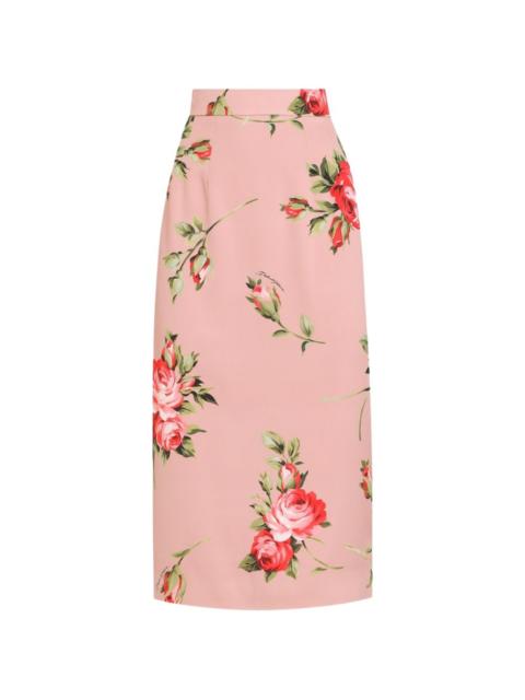 Dolce & Gabbana rose bouquet-print straight skirt