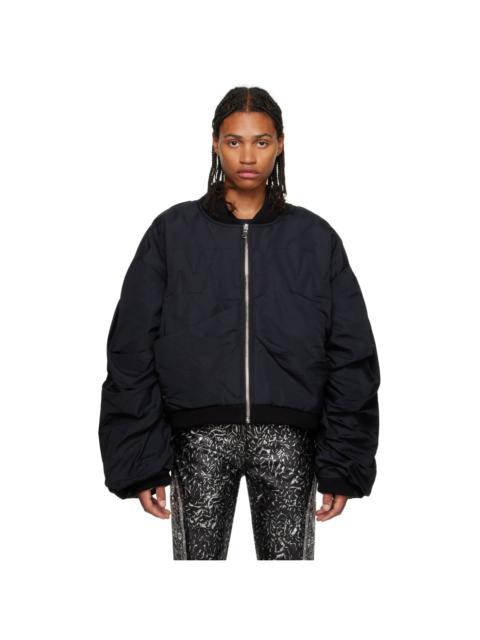 WHO DECIDES WAR Black Draped Bomber Jacket