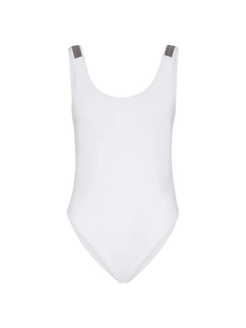 Brunello Cucinelli Women's Techno Jersey Bathing Suit with Precious Details - White