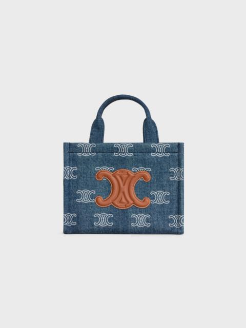 small cabas thais in DENIM WITH TRIOMPHE ALL-OVER  EMBROIDERY AND CALFSKIN
