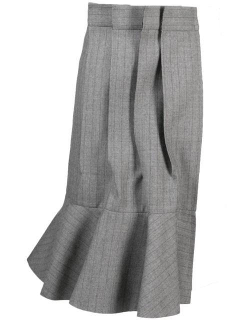 Wool Melton Mix Chalk Stripe Skirt