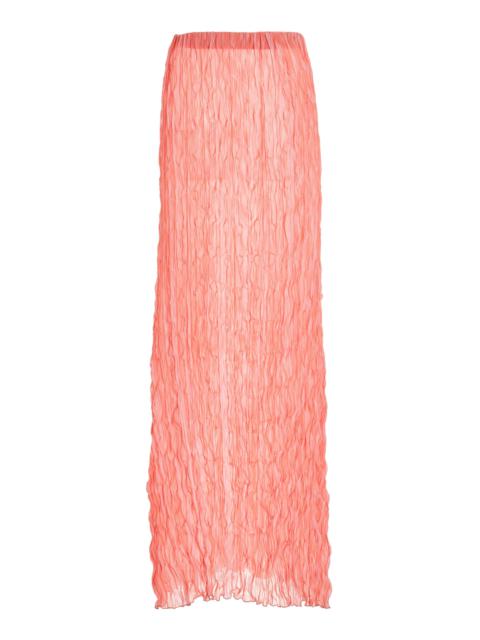 Pleated Georgette Maxi Skirt coral