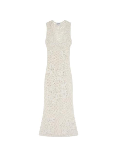 GANNI floral crocheted midi dress