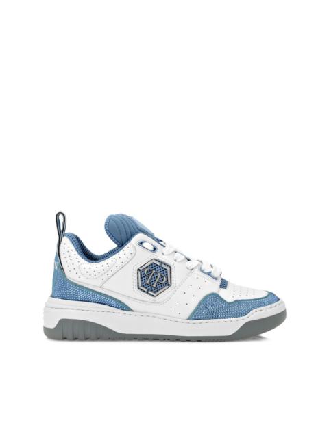 PHILIPP PLEIN Mix Crystal low-top leather sneakers