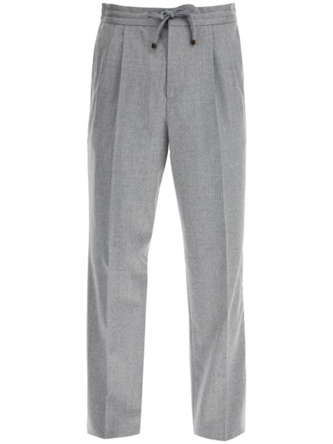 WOOL FLANNEL LEISURE FIT PANTS IN