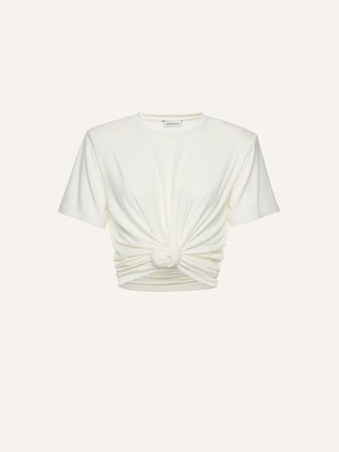 MAGDA BUTRYM Knotted jersey t-shirt in cream