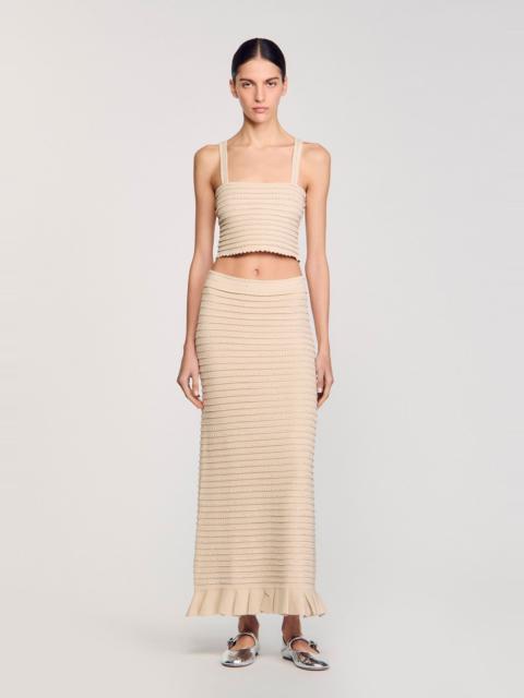 Sandro RHINESTONE KNIT CROP TOP