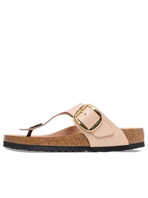 BIRKENSTOCK Birkenstock Gizeh Big Buckle Natural Leather Patent Narrow Fit Sandals 'High Shine New Beige' 102657