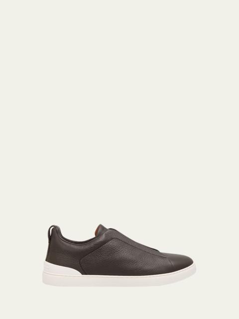 ZEGNA Men's Triple Stitch Deerskin Leather Sneakers