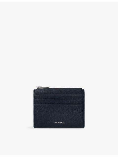 Sandro Zipped Logo-Embossed Leather Cardholder