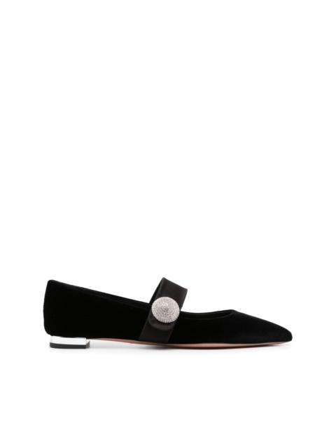 Crystal Macaron suede ballerina shoes