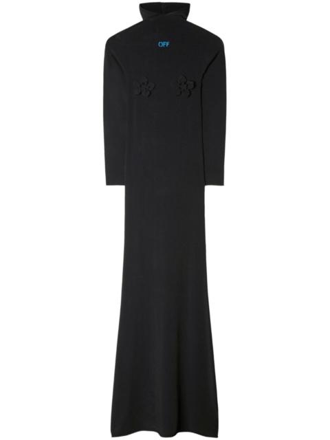 Off-White floral-appliqué 후드 드레스