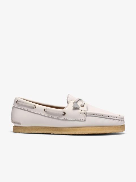 Clarks Originals Godney Boat White Grain Leather