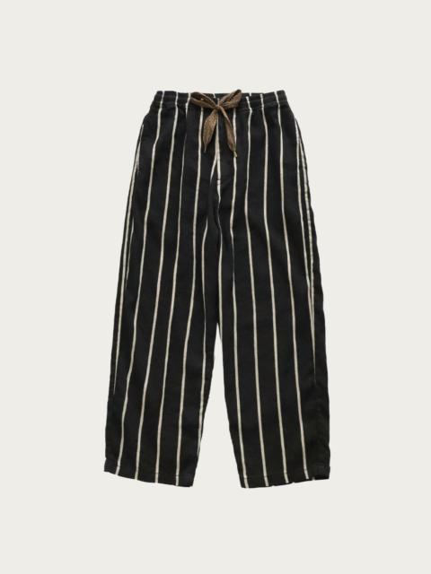Kapital Linen PHILLIES Stripe EASY Pants - Black