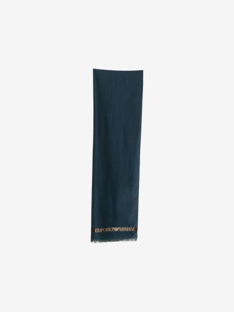 EMPORIO ARMANI logo-print frayed scarf