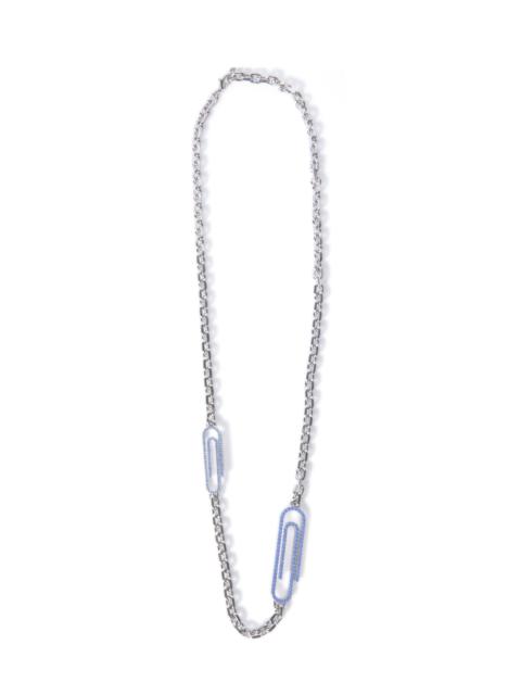 Off-White Paperclip Pave' Necklace Silver Light Bl