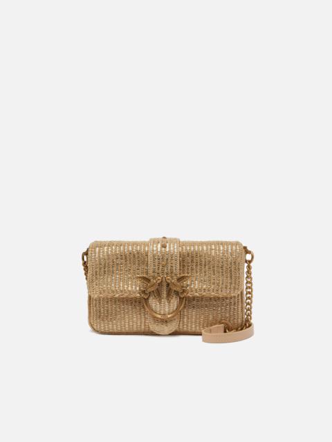 PINKO RAFFIA MINI LOVE BAG SLOUCHY SHOULDER BAG