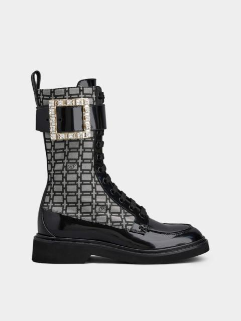 Roger Vivier Viv' Rangers Strass Buckle Boots in Fabrics