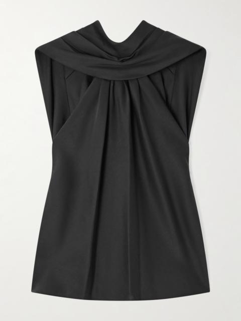 SIMKHAI Scarlett Cape-effect Draped Satin Top