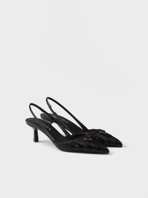 Prada Woven leather slingback pumps