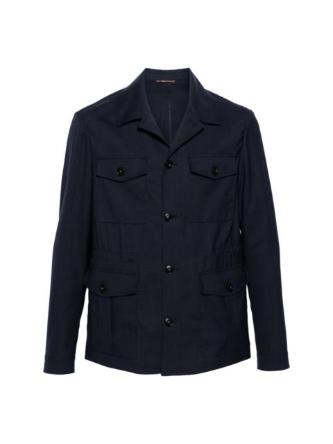 Canali button-up wool military jacket