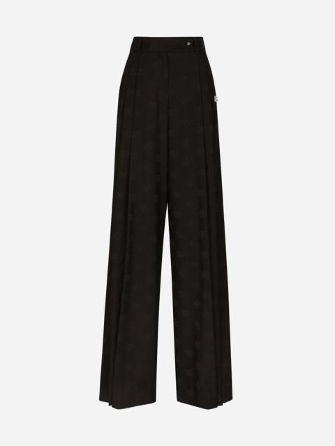 Wool jacquard pants with all-over DG logo