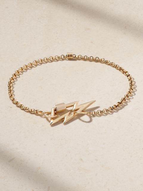 MARLA AARON Bolt Lock + Rolo Chain 14-karat Gold Bracelet