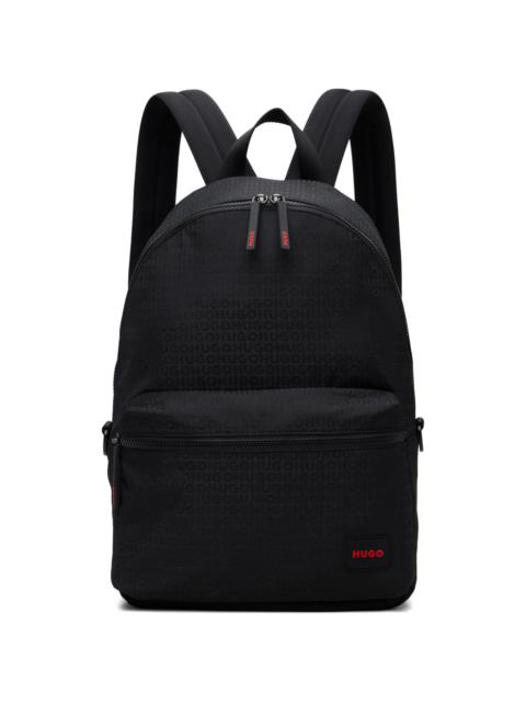 HUGO Black Jacquard Backpack
