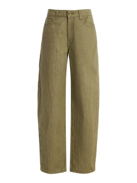 OSSOU Rider Rigid Low-Rise Bowed-Leg Jeans green