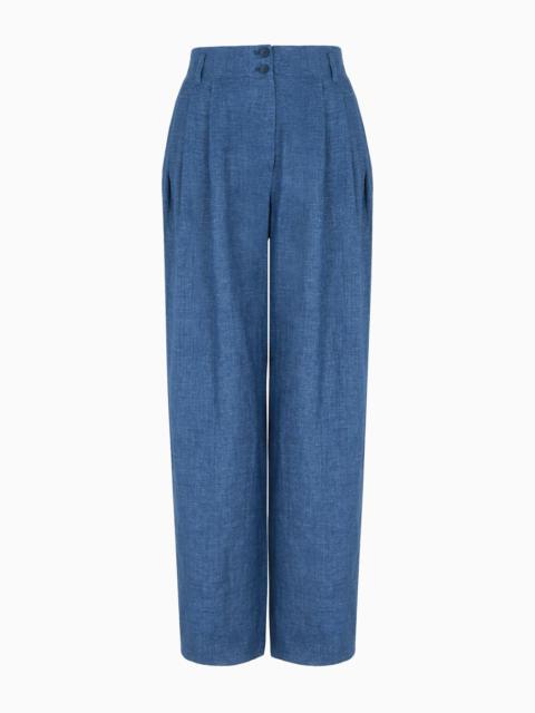 Icon ovel-leg trousers with pleats in washed linen