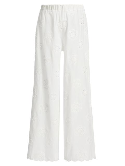 CAMI NYC Women's Tiago High-Rise Anglaise Cotton Pants - Macadamia