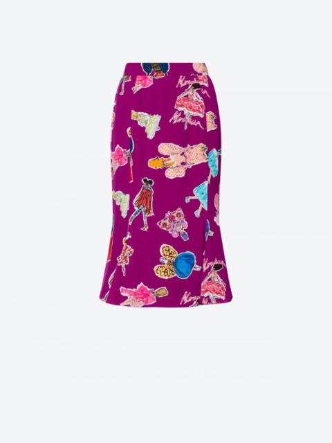 Moschino FASHION SKETCHES GEORGETTE SKIRT