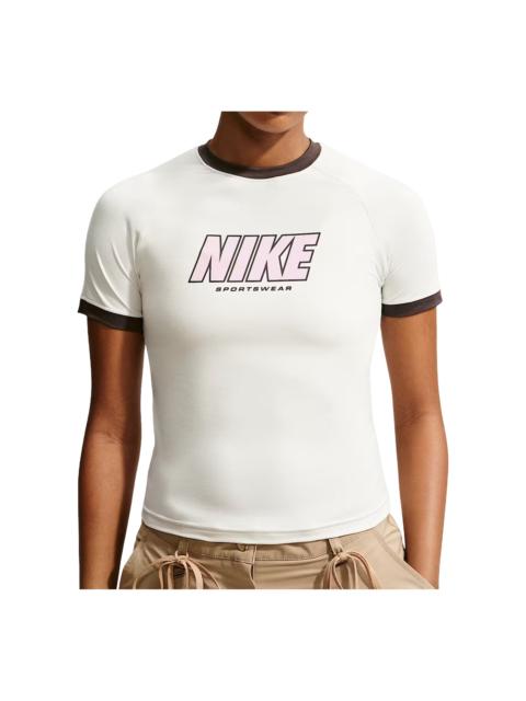 Nike (WMNS) Nike Sportswear Fitted T-Shirt 'Sail Baroque Brown' IV5750-133