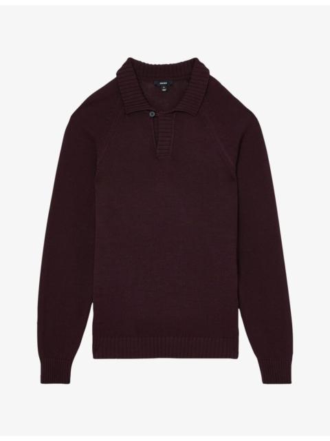 REISS Open-Collar Cotton Polo Jumper