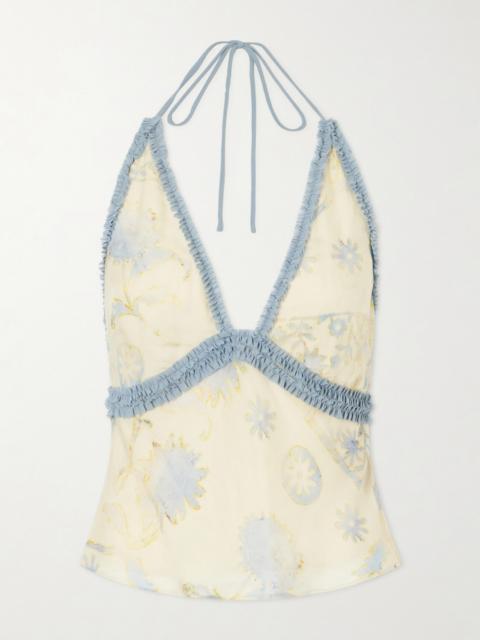 SIR. Cecile Ruffled Printed Chiffon Halter Top