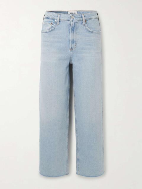 Ren frayed high-rise wide-leg jeans Light denim