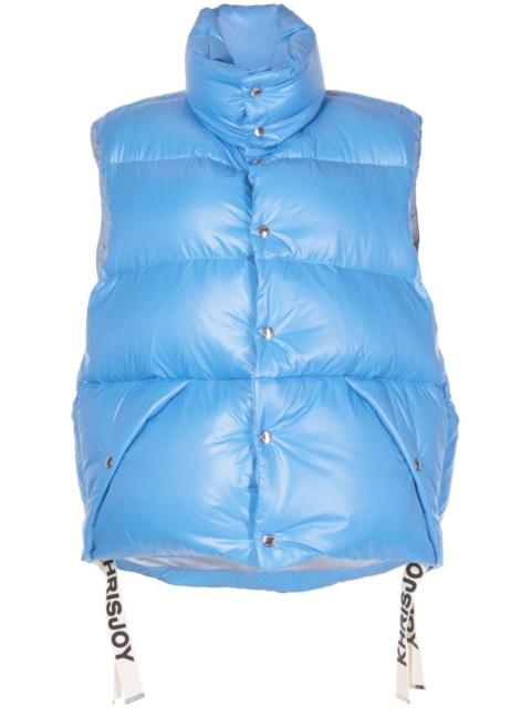 logo-tape shiny puffer gilet