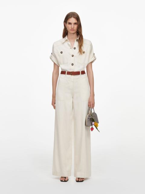 self-portrait Cream Denim Jumpsuit