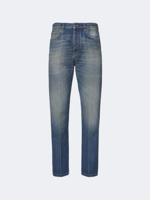 VERSACE Distressed straight jeans