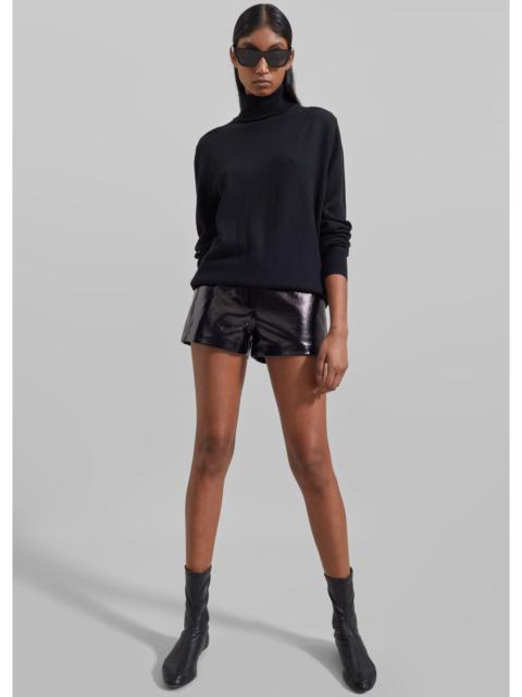 The Frankie Shop Kate Crackled Faux Leather Mini Shorts - Black