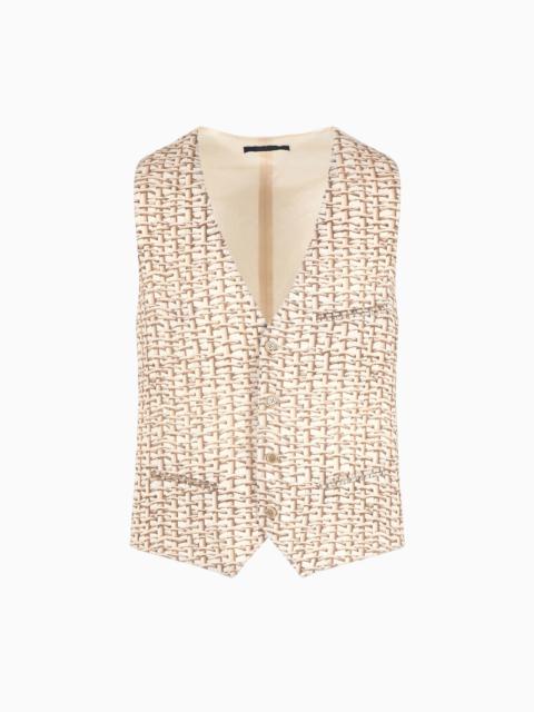 GIORGIO ARMANI Single-breasted waistcoat in a woven print linen
