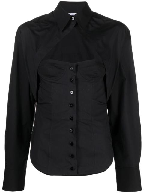 cut-out corset-style cotton shirt