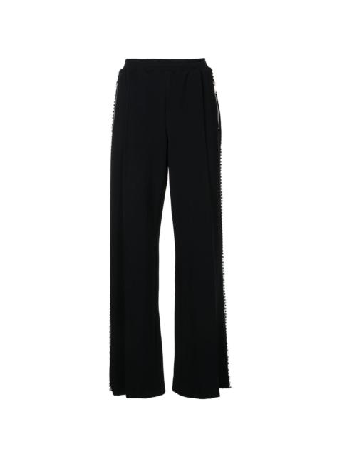 Embellished ribbed-jersey bootcut pants