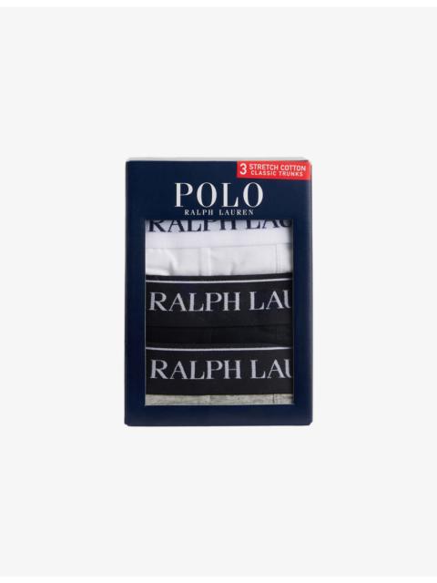Polo Ralph Lauren Logo waistband classic-fit stretch-cotton trunks pack of three