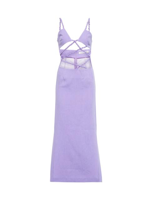 CHRISTOPHER ESBER Ruched cutout linen midi dress