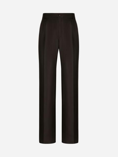 Tailored silk pants with darts