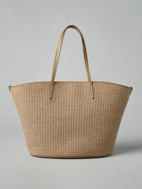 Brunello Cucinelli Techno cotton raffia shopper bag with monili