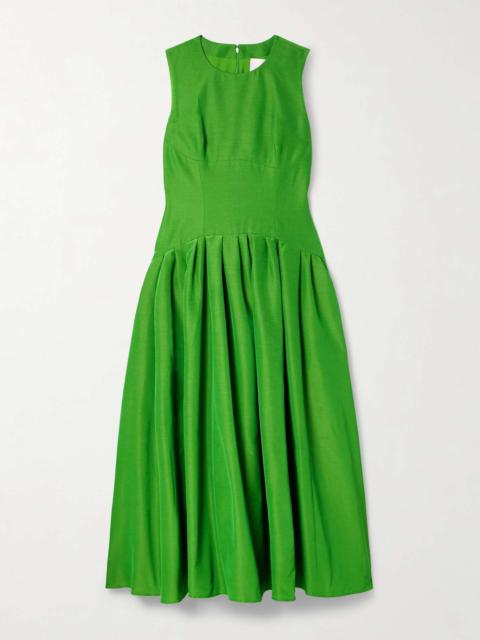 CAROLINA HERRERA Pleated cotton-blend faille gown Green