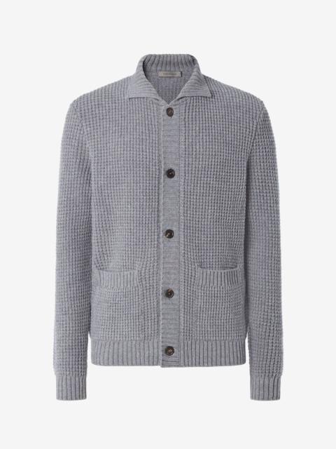 CORNELIANI Light melange grey wool and cashmere knitted jacket
