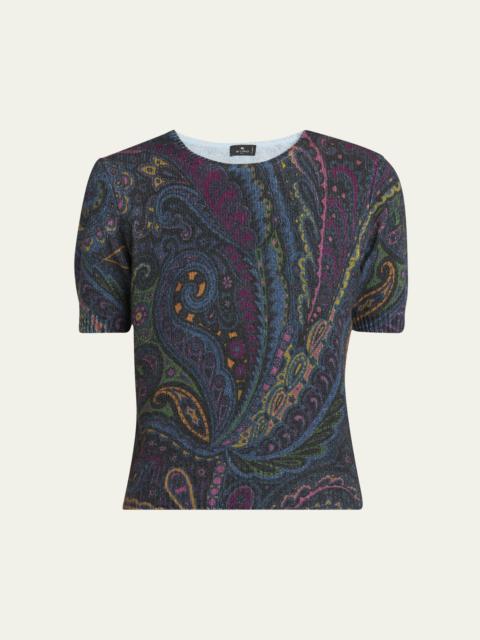 Etro Short-Sleeve Knit Paisley Sweater